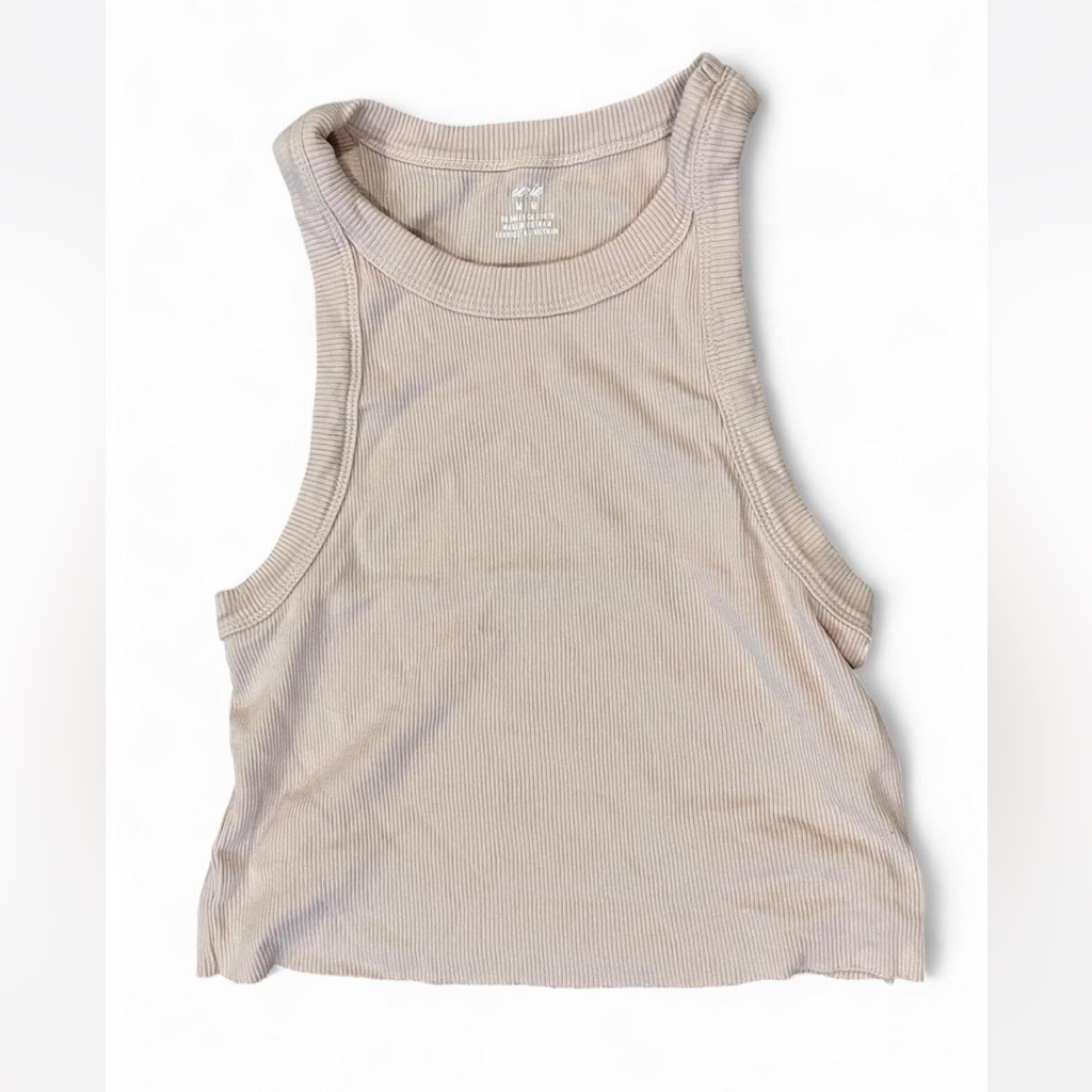 Aerie Pale Pink Ribbed Cropped Tank Top Medium Summervibes